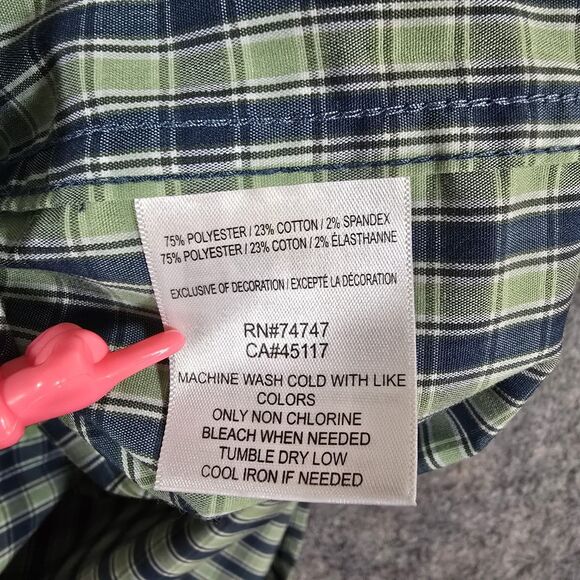 Redhead Green Blue Plaid Long Sleeve Shirt Size 2XLT Men’s Zip Pocket Poly Blend - Picture 5 of 9